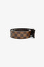 Louis Vuitton Brown Leather Damier Ebene Logo Buckle Belt Size 44