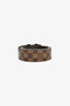 Louis Vuitton Brown Leather Damier Ebene Logo Buckle Belt Size 44