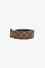 Louis Vuitton Brown Leather Damier Ebene Logo Buckle Belt Size 44