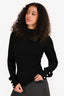 Philosophy Di Lorenzo Serafini Black Knit Pearl Detail Long Sleeve Top Size 4