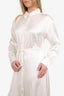 Acne Studios Cream Satin Button Up Asymmetric Shirt Dress Size 36