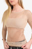 Christian Dior Nude Spandex Fish Net Perforated 'Christian Dior' Long Sleeve Top Size M
