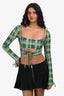 Danielle Guizio Green Check Printed 2-Piece Top Set Size XS