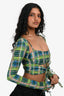 Danielle Guizio Green Check Printed 2-Piece Top Set Size XS