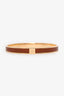 Hermes Gold Tone Brown Leather Kawaii 07 Bangle Bracelet