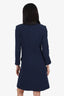 Pre-Loved Chanel™ Navy Tweed/Leather Trim Knee Length Jacket Size 38