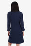 Pre-Loved Chanel™ Navy Tweed/Leather Trim Knee Length Jacket Size 38