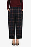 Dries Van Noten Navy Plaid Cotton Wide Leg Size 38