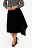 Dries Van Noten Black Velvet Drape Midi Skirt Size 36