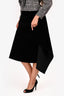 Dries Van Noten Black Velvet Drape Midi Skirt Size 36
