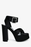Saint Laurent Black Satin Bianca Platform Sandals Size 37