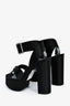 Saint Laurent Black Satin Bianca Platform Sandals Size 37