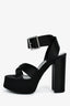 Saint Laurent Black Satin Bianca Platform Sandals Size 37