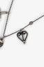 Saint Lauren Silver Tone Cross/Heart Long Necklace