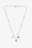 Saint Lauren Silver Tone Cross/Heart Long Necklace