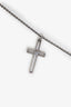 Saint Lauren Silver Tone Cross/Heart Long Necklace