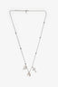 Saint Lauren Silver Tone Cross/Heart Long Necklace