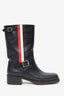 Christian Dior Black Stripe Detail Leather Biker Boot Size 40