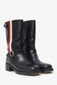 Christian Dior Black Stripe Detail Leather Biker Boot Size 40
