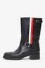 Christian Dior Black Stripe Detail Leather Biker Boot Size 40