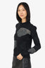 Saint Laurent Black/Silver Knit/Sequin Long Sleeve Sweater Estimated S