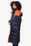 Versace Navy/Orange Reversible Long Puffer Coat Size 42