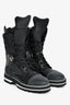 Pre-Loved Chanel™ Black Leather CC Logo Combat Boots Size 37