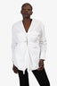 3.1 Phillip Lim White Cotton Cinched Front Detail Long Sleeve Top Size 10