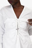 3.1 Phillip Lim White Cotton Cinched Front Detail Long Sleeve Top Size 10