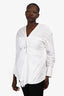 3.1 Phillip Lim White Cotton Cinched Front Detail Long Sleeve Top Size 10