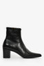 Saint Laurent Black Leather Buckle Detail Pointed Toe Ankle Boots Size 40