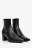 Saint Laurent Black Leather Buckle Detail Pointed Toe Ankle Boots Size 40