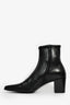 Saint Laurent Black Leather Buckle Detail Pointed Toe Ankle Boots Size 40