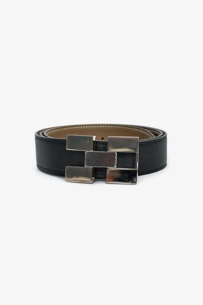 Hermes reversible belt black taupe size 90 NEW Hermès Black/Taupe Reversible Leather Belt Size 90 – Mine  main image 3