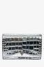 Alexander McQueen Silver Croc Embossed Wallet on Chain