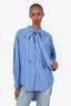 Balenciaga Blue/White Striped Logo Back Tie Detail Long Sleeve Shirt Size 36