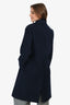 Vince Navy Blue Wool Double Breasted Midi Jacket Size S