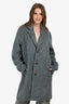 Vince Grey Wool Blend Houndstooth Single Breasted Coat Size M