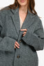 Vince Grey Wool Blend Houndstooth Single Breasted Coat Size M