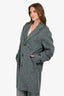 Vince Grey Wool Blend Houndstooth Single Breasted Coat Size M