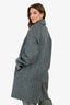 Vince Grey Wool Blend Houndstooth Single Breasted Coat Size M
