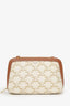 Celine White/Brown Triomphe Clutch on Chain