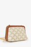 Celine White/Brown Triomphe Clutch on Chain
