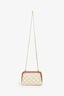 Celine White/Brown Triomphe Clutch on Chain
