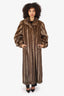 Vintage Brown Mink Fur Long Coat Estimated Size L