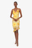 D&G Dolce & Gabbana Yellow Floral Print Ruffled Midi Dress Estimated Size M