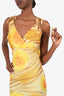 D&G Dolce & Gabbana Yellow Floral Print Ruffled Midi Dress Estimated Size M