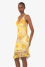 D&G Dolce & Gabbana Yellow Floral Print Ruffled Midi Dress Estimated Size M