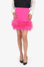 Nadine Merabi Pink Leather Trim Mini Skirt Size S