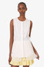 Derek Lam White Sleeveless Pleated Raw Hem Detail Blouse Estimated Size S
